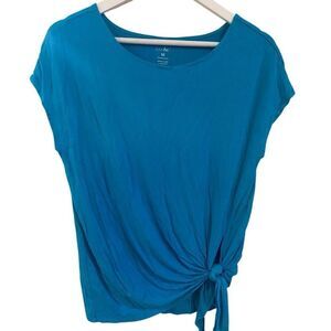 Just Be medium short sleeve blue side tie crew neck